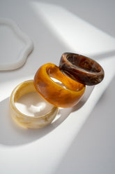 Lot 3 Bracelets Jonc Résine Femme – Écru Terracotta Brun